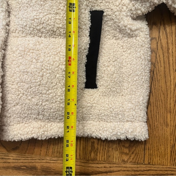 Maje Faux Shearling Padded Quilted Jacket Coat Colorblock Hoodie Sz 1 Oversized - Picture 16 of 16